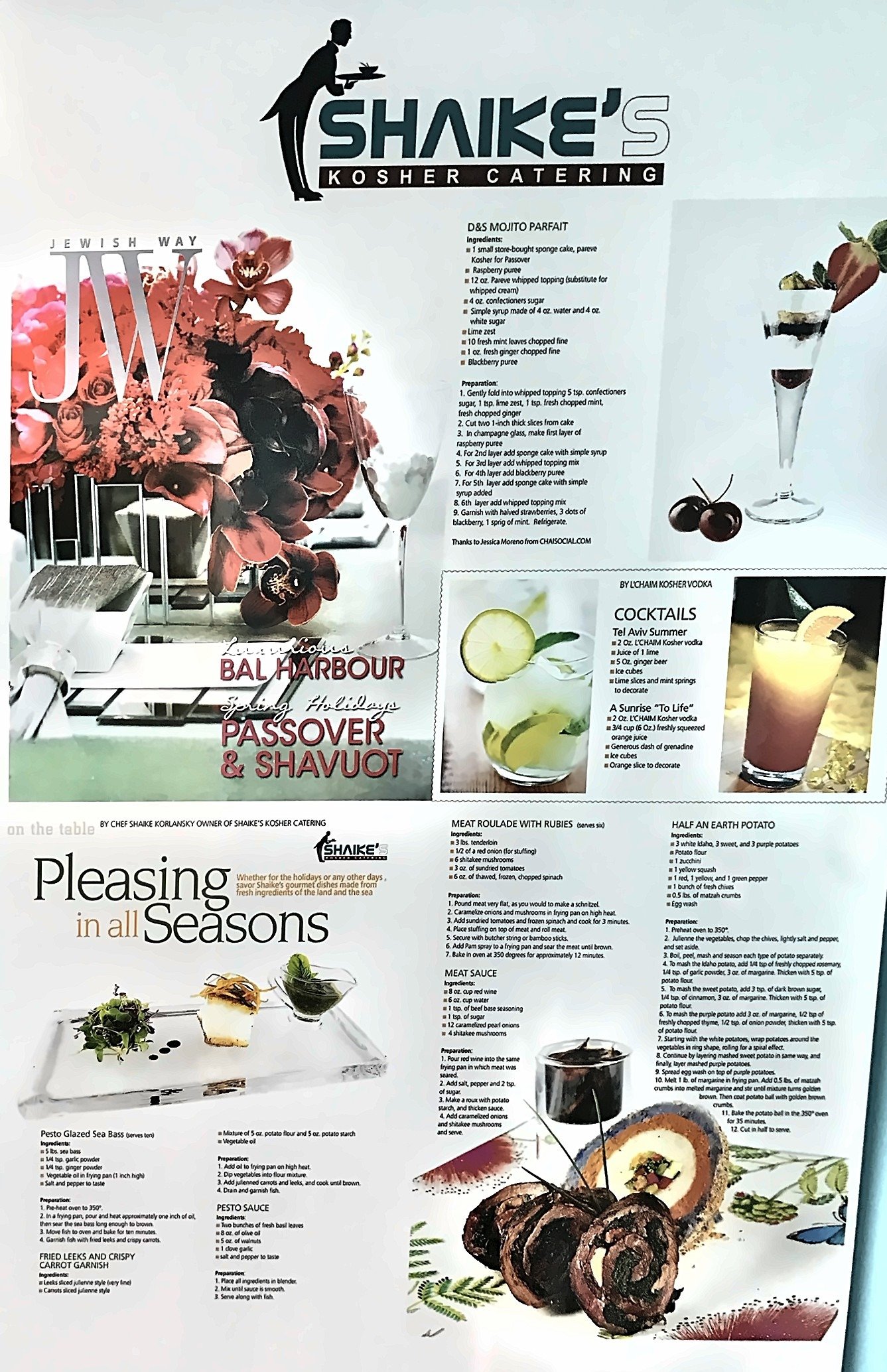 Jewish Way Magazine feature: Pleasing in all Seasons by Chef Shaike Korlansky